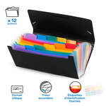 Trieur accordéon bureau 12 positions en plastique format chèque - Rainbow Class