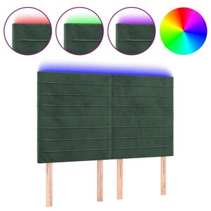 vidaXL Tête de lit à LED Vert foncé 144x5x118/128 cm Velours
