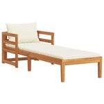 vidaXL Chaise longue avec coussins blanc crème Bois d'acacia solide
