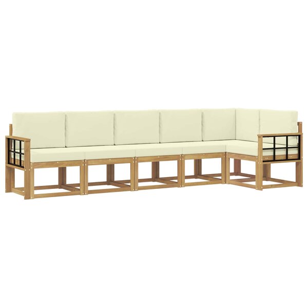 vidaXL Ensemble de canapés d'extérieur 6 Pièces Blanc et crème Polyester