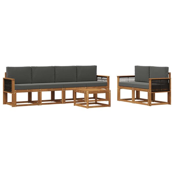 vidaXL Ensemble de canapés d'extérieur 6 pc Naturel et Anthracite