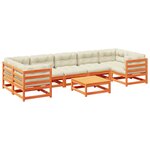 vidaXL Salon de jardin 8 Pièces avec coussins marron cire bois pin massif