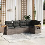 vidaXL Salon de jardin 5 Pièces avec coussins gris résine tressée