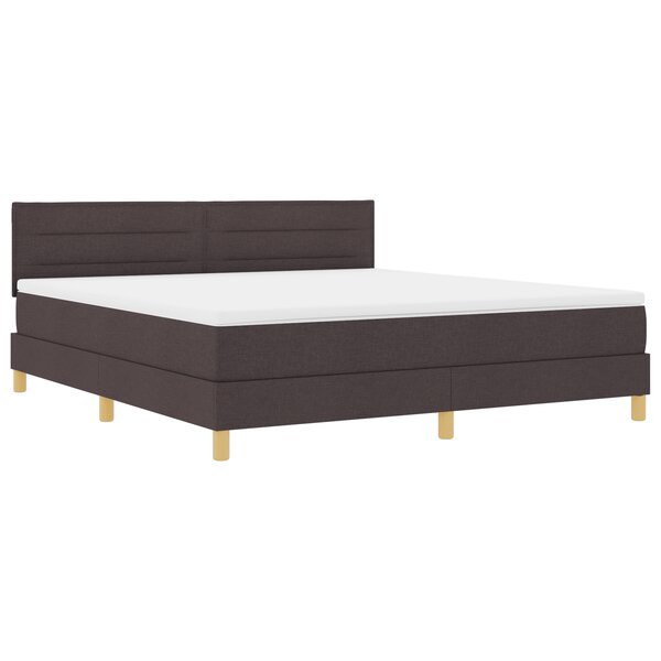 vidaXL Lit à sommier tapissier avec matelas & LED Marron foncé 180x200 cm Tissu