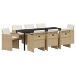 vidaXL Ensemble de salle à manger pour jardin 9 Pièces Beige polyrotin