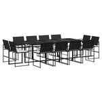 vidaXL Ensemble à manger de jardin 13 Pièces coussins noir résine tressée