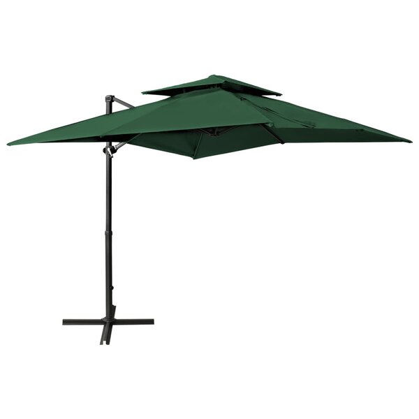 vidaXL Parasol de jardin en porte-à-faux à double toit 250x250 cm vert