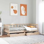 vidaXL Lit de jour avec tiroirs sans matelas 90x200 cm bois massif