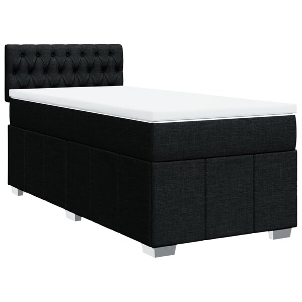 vidaXL Sommier à lattes de lit et matelas Noir 80x200 cm Tissu
