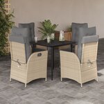 vidaXL Ensemble à manger de jardin coussins 5 Pièces mélange beige rotin