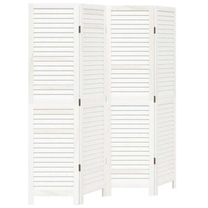 vidaXL Cloison de séparation 4 panneaux blanc bois de paulownia massif