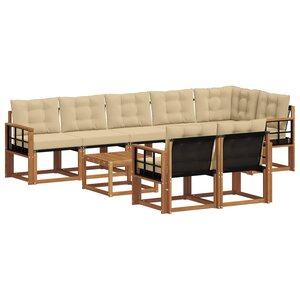 vidaXL Ensemble de canapés d'extérieur 9 pc Naturel et Beige