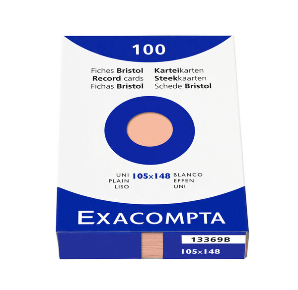 Étui de 100 fiches bristol uni non perforé 105x148mm Orange EXACOMPTA