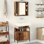 Ensemble de meubles de salle de bain 2 pièces en bois ancien en bois d'ingénierie