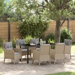 vidaXL Ensemble de salle à manger de jardin 7 pièces avec coussins beige en poly rattan