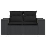vidaXL Canapé de jardin avec coussins 2 places noir résine tressée