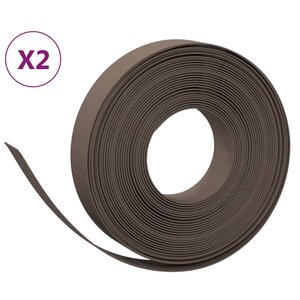 vidaXL Bordures de jardin 2 Pièces marron 10 m 10 cm polyéthylène