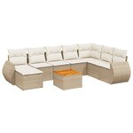 vidaXL Salon de jardin avec coussins 9 Pièces beige résine tressée