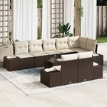 vidaXL Ensemble de canapé de jardin 9 Pièces Marron et Crème Poly rotin