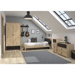 GAMI Commode enfant - 3 tiroirs - Décor Chene artisan et noir - l85 x H68 x P41 cm - CHATEL