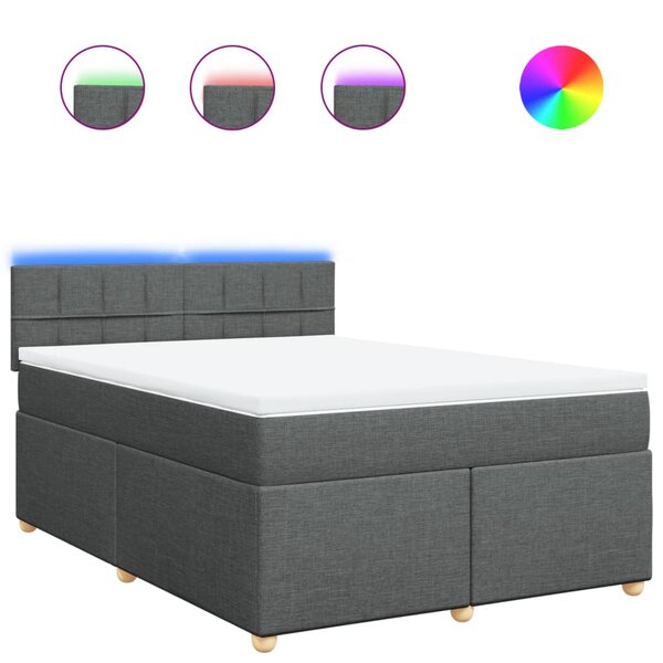 vidaXL Sommier à lattes de lit avec matelas Gris foncé 160x200cm Tissu