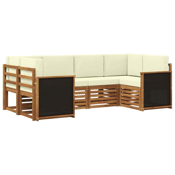 vidaXL Ensemble de canapés d'extérieur 5 pc Naturel et Crème