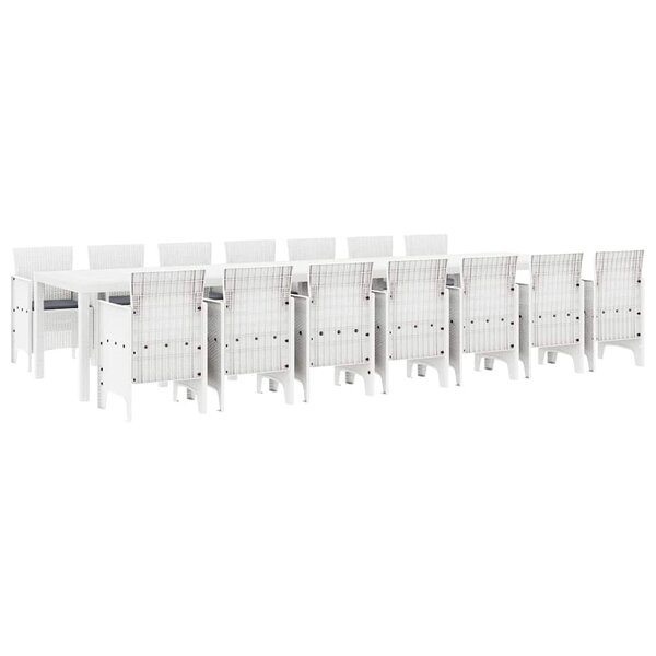 vidaXL Ensemble de salle à manger pour jardin 15 Pièces Blanc Rattan Polt