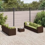 vidaXL Salon de jardin avec coussins 8 Pièces marron résine tressée