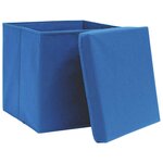 vidaXL Boîtes de rangement avec couvercle 10 Pièces Bleu 32x32x32cm Tissu