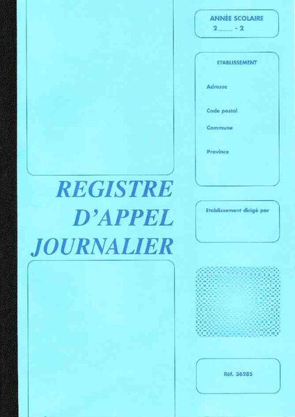 PIQURE 28 pages'REG.CAHIER D'APPEL JOURNALIER' 40 ELEVES ELVE