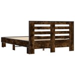 vidaXL Cadre de lit chêne fumé 120x200 cm bois d'ingénierie et métal