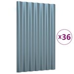 vidaXL Panneaux de toit 36 Pièces Acier enduit de poudre Gris 60x36 cm