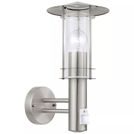 Eglo lampe murale d'extérieur "lisio" avec capteur 60 w argenté