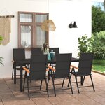 vidaXL Ensemble à manger de jardin 7 Pièces noir et marron