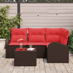 vidaXL Ensemble de canapé de jardin 5 Pièces Marron polyrotin