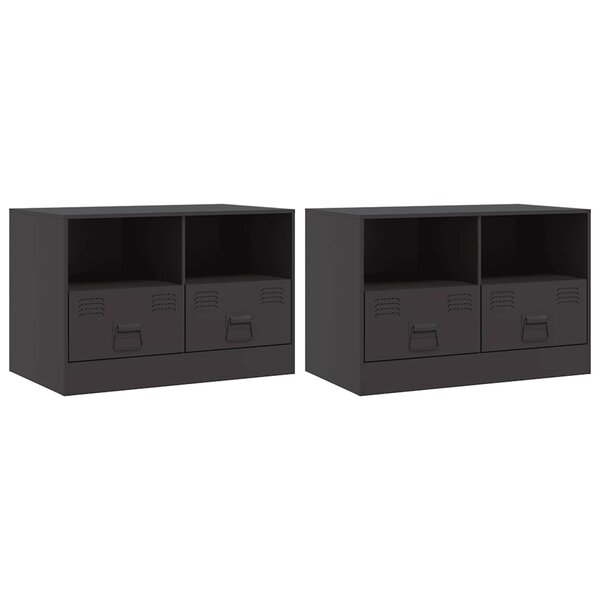 vidaXL Meubles TV 2 Pièces noir 67x39x44 cm acier