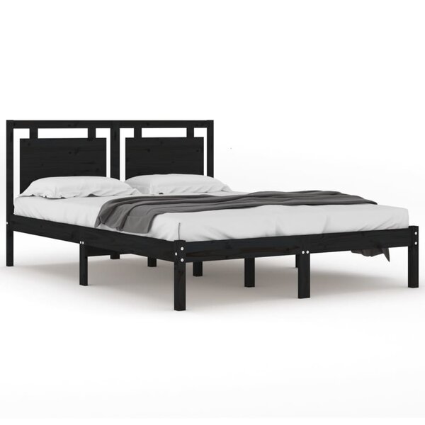 vidaXL Cadre de lit Noir Bois massif 180x200 cm Super King