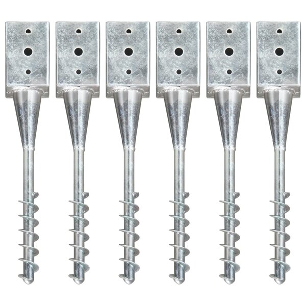 vidaXL Piquets au sol 6 Pièces Argenté 9x9x56 cm Acier galvanisé