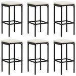 vidaXL Ensemble de bar de jardin 7 Pièces avec coussins noir poly rotin