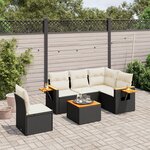 vidaXL Salon de jardin 6 Pièces avec coussins noir résine tressée