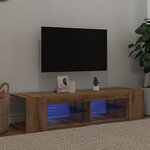 vidaXL Meuble TV avec lumières LED chêne artisanal bois d'ingénierie
