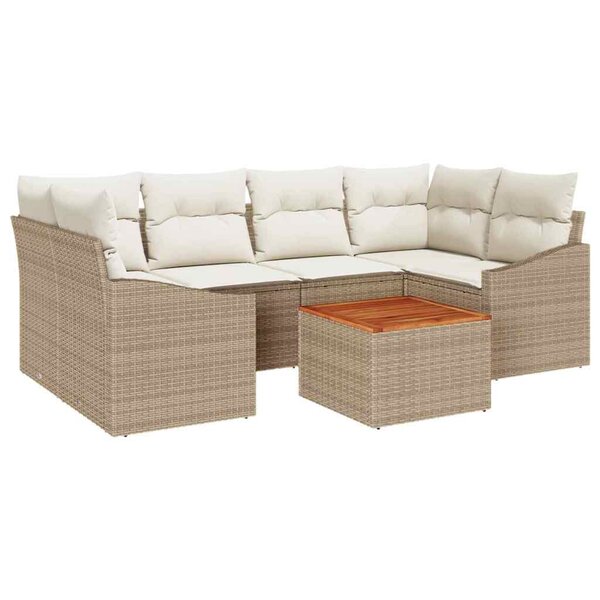 vidaXL Ensemble de canapé de jardin 7 Pièces Beige  blanc