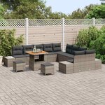 vidaXL Ensemble de canapé de jardin 13 Pièces Gris Poly rotin