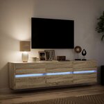 vidaXL Meuble TV mural avec LED chêne sonoma 180x31x45 cm