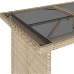 vidaXL Table de jardin avec dessus en verre beige 110x68x70 cm rotin