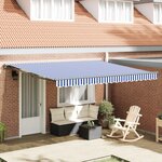 vidaXL Auvent Rétractable Bleu et Blanc 350 x 250 cm Tissu et Métal