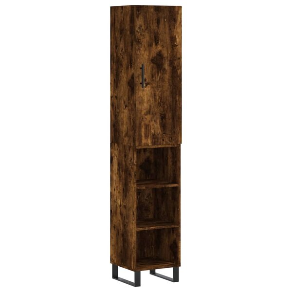vidaXL Buffet haut Chêne fumé 34 5x34x180 cm Bois d'ingénierie