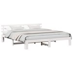 vidaXL Cadre de lit avec tête de lit Blanc 200 x 200 cm Pin massif