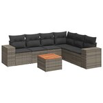 vidaXL Salon de jardin avec coussins 7 Pièces gris résine tressée