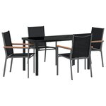 vidaXL Ensemble de salle à manger de jardin 5 pièces noir en Textilène et acier